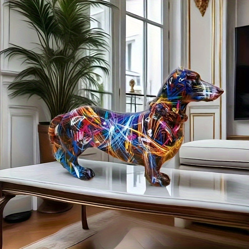 Escultura de perro salchicha de resina moderna de 1pc  Decoracin de arte para el hogar ideal para sala de estar oficina exhibicin de entrada  Regalo nico para cumpleaos graduaciones Da de las Madres